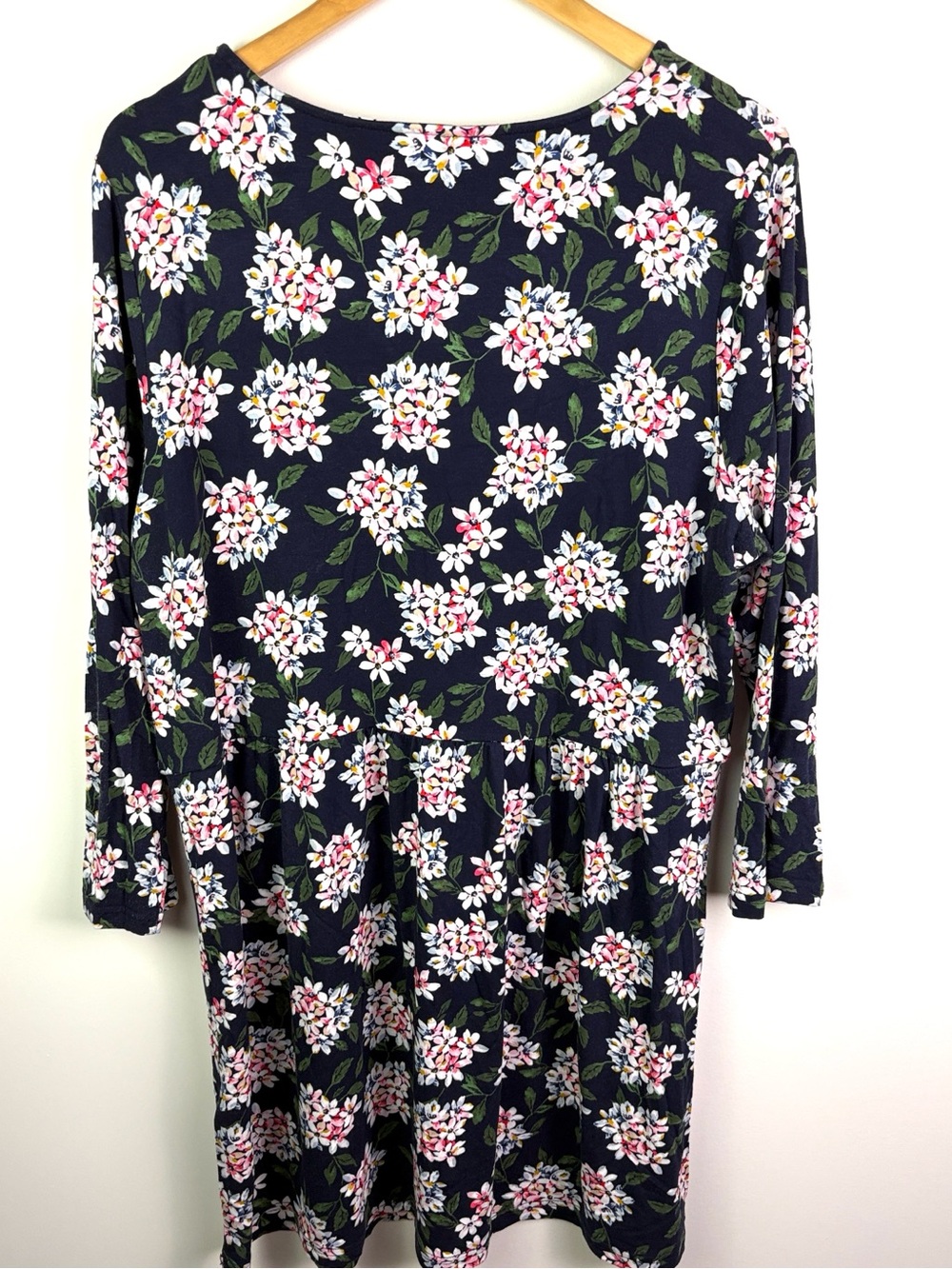 Joules Floral V-Neck Long Sleeve tunic Dress in Navy size 14 - Picture 3 of 7